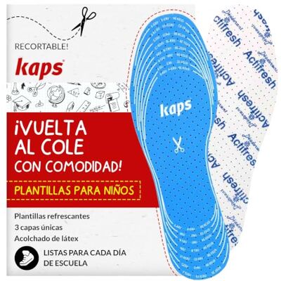 Kaps Actifresh Palmilhas para crianças, espuma de látex, cortáveis UE 19-35 Palmilha interior para faculdade e desporto, acolchoado duplo, superfície de algodão, perfurada, respirável, higiénica Kaps Actifresh Palmilhas para crianças, espuma de látex, cortáveis UE 19-35 Palmilha interior para faculdade e desporto, acolchoado duplo, superfície de algodão, perfurada, respirável, higiénica