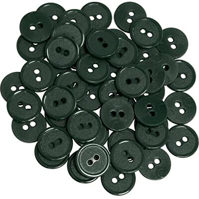 AERZETIX Conjunto de 50 botões de costura redondos Ø 15 x 2,2 mm com borda de 2 orifícios L24 24 L em plástico cor: verde escuro diâmetro de abertura 2 mm merceria costura roupa AERZETIX Conjunto de 50 botões de costura redondos Ø 15 x 2,2 mm com borda de 2 orifícios L24 24 L em plástico cor: verde escuro diâmetro de abertura 2 mm merceria costura roupa