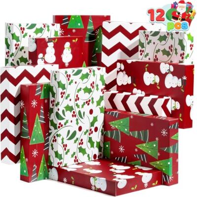 JOYIN 12 peças 14" x 9,5" x 2" Caixas de embrulho de tom natalício com tampa e base, roupas, caixas de túnica, caixas de presente, caixas de presente de presentes para Natal, aniversários, casamentos JOYIN 12 peças 14" x 9,5" x 2" Caixas de embrulho de tom natalício com tampa e base, roupas, caixas de túnica, caixas de presente, caixas de presente de presentes para Natal, aniversários, casamentos
