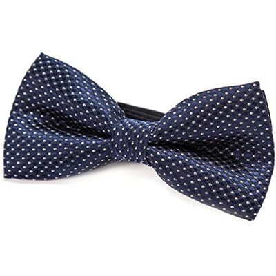 DonDon Laço nobre para crianças rapaz combinado e ajustável 9 x 4,5 cm de cor azul noite brilhante com pontos argênteo DonDon Laço nobre para crianças rapaz combinado e ajustável 9 x 4,5 cm de cor azul noite brilhante com pontos argênteo