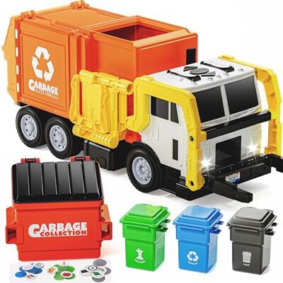JOYIN Juguete para niños a Partir de 3 años, Camión de Basura de Tracción de Fricción Grande de 16 Pulgadas con Luces y Sonidos, Bote de Basura de Carga Frontal, Regalo para Niños(Naranja) JOYIN Juguete para niños a Partir de 3 años, Camión de Basura de Tracción de Fricción Grande de 16 Pulgadas con Luces y Sonidos, Bote de Basura de Carga Frontal, Regalo para Niños(Naranja)