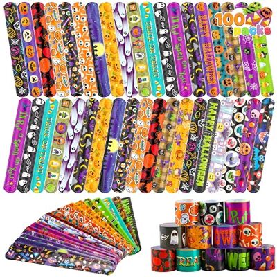 JOYIN 100 pulseiras de Halloween para crianças, 25 designs diferentes, acessórios de fantasia de Halloween para crianças e adultos JOYIN 100 pulseiras de Halloween para crianças, 25 designs diferentes, acessórios de fantasia de Halloween para crianças e adultos