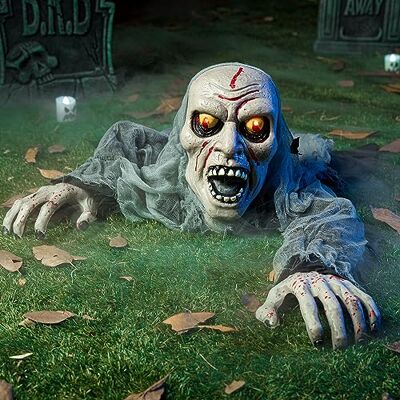 JOYIN Dia das Bruxas zombie quebra-chão acendido com luzes com manchas de sangue e som cintilante para o Halloween ao ar livre, relva, pátio JOYIN Dia das Bruxas zombie quebra-chão acendido com luzes com manchas de sangue e som cintilante para o Halloween ao ar livre, relva, pátio