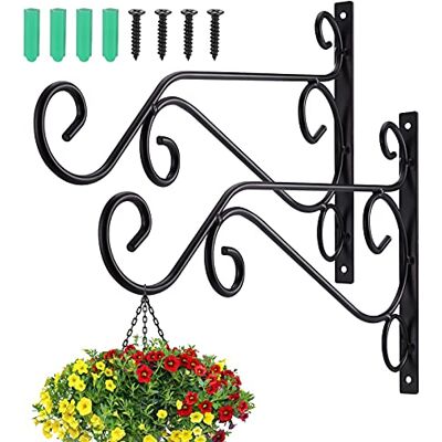 Zocipro 2 unidades Suporte para vasos suspensos de metal exterior, 29 x 20 cm, gancho de parede de ferro, simples suporte para jardinagem varanda, para decoração de jardim, vasos, lanterna Zocipro 2 unidades Suporte para vasos suspensos de metal exterior, 29 x 20 cm, gancho de parede de ferro, simples suporte para jardinagem varanda, para decoração de jardim, vasos, lanterna