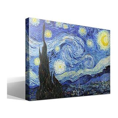 Vincent Quadro Tela Arte de Parede A Noite Estrelada de Impressão Giclée sobre tela de algodão 100% Moldura de 3cm 40x55cm Vincent Quadro Tela Arte de Parede A Noite Estrelada de Impressão Giclée sobre tela de algodão 100% Moldura de 3cm 40x55cm