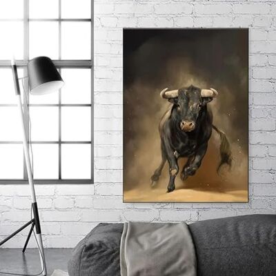 Pinturas em tela de animais abstratos, cartazes de touros coloridos modernos, imagens artísticas de parede exclusivas para decoração de casa da sala de estar, 70 x 100 cm (28 x 39 in) sem moldura Pinturas em tela de animais abstratos, cartazes de touros coloridos modernos, imagens artísticas de parede exclusivas para decoração de casa da sala de estar, 70 x 100 cm (28 x 39 in) sem moldura