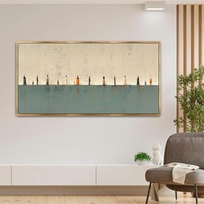 lianyibo Tela de galeria horizontal com impressão abstrata minimalista em bege e verde póster de belas artes minimalista, pintura simples de 90 x 180 cm sem moldura lianyibo Tela de galeria horizontal com impressão abstrata minimalista em bege e verde póster de belas artes minimalista, pintura simples de 90 x 180 cm sem moldura