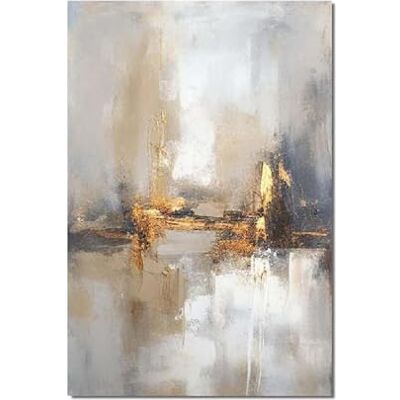 Quadros abstratos em tela branca e dourada, 140 x 80 cm, moderno, XXL, grande, impressões artísticas sobre tela, para sala de estar, quarto, decoração de parede, sem moldura Quadros abstratos em tela branca e dourada, 140 x 80 cm, moderno, XXL, grande, impressões artísticas sobre tela, para sala de estar, quarto, decoração de parede, sem moldura