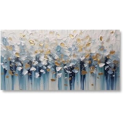 Quadros abstratos em tela, 180 x 90 cm, 1 peça, imagem grande em tela, decoração de parede, arte moderna em tela, azul, branco, dourado, decoração para sala de estar, decoração mural Quadros abstratos em tela, 180 x 90 cm, 1 peça, imagem grande em tela, decoração de parede, arte moderna em tela, azul, branco, dourado, decoração para sala de estar, decoração mural