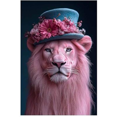 AMXBZC Animal Quadro moderno pintura em tela flores de leão da moda quadro decorativo para corredor sala de jantar, animais África safari (rosa 60 x 90 cm sem moldura AMXBZC Animal Quadro moderno pintura em tela flores de leão da moda quadro decorativo para corredor sala de jantar, animais África safari (rosa 60 x 90 cm sem moldura
