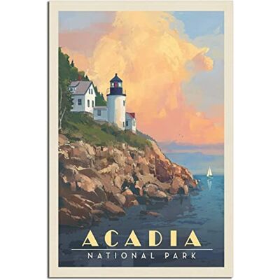 WEYUE Impressão em tela Acadia National Park Vintage Travel Poster Painting Wall Posters Canvas Home Decor Art mural sem moldura 30 x 45 cm WEYUE Impressão em tela Acadia National Park Vintage Travel Poster Painting Wall Posters Canvas Home Decor Art mural sem moldura 30 x 45 cm