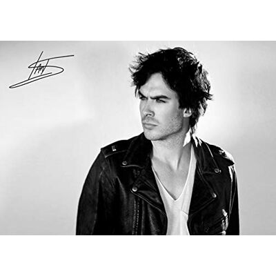 LJW Póster assinado de Ian Somerhalder The Vampire Diaries Damon Salvatore, A4 LJW Póster assinado de Ian Somerhalder The Vampire Diaries Damon Salvatore, A4