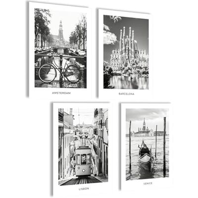 mojoliving Imagens Lisboa Veneza Amesterdão Barcelona mural póster preto e branco mojoliving Imagens Lisboa Veneza Amesterdão Barcelona mural póster preto e branco
