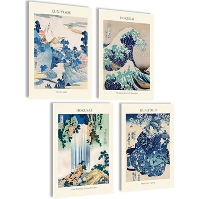 mojoliving Póster japonês decoração estética imagens anime para salão presente de arte de Hokusai Kuniyoshi mojoliving Póster japonês decoração estética imagens anime para salão presente de arte de Hokusai Kuniyoshi