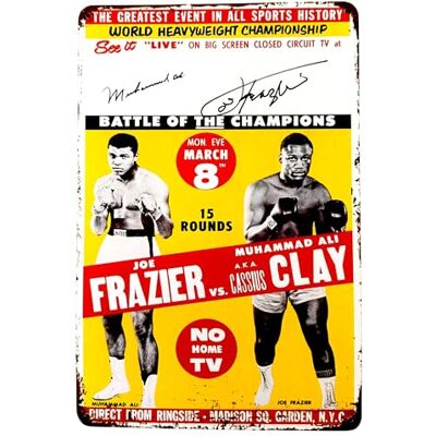 DiiliHiiri Poster de Pôster antigo de boxe: Muhammad Ali vs. Joe Frazier 1971 Pôster metálico vintage de 30x20cm Presente para entusiastas de boxe. () DiiliHiiri Poster de Pôster antigo de boxe: Muhammad Ali vs. Joe Frazier 1971 Pôster metálico vintage de 30x20cm Presente para entusiastas de boxe. ()