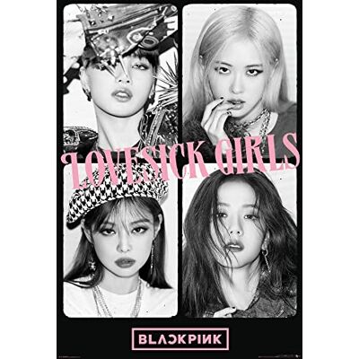 GB eye Póster comprido de menina de dois lugares preto e rosa GB eye Póster comprido de menina de dois lugares preto e rosa