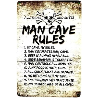 DiiliHiiri Póster de Regras de caverna para homem 30 x 20 cm Regras de Caveira Chapa de Cartaz para Homem Caverna Cavernas de Masculina (2635-297) DiiliHiiri Póster de Regras de caverna para homem 30 x 20 cm Regras de Caveira Chapa de Cartaz para Homem Caverna Cavernas de Masculina (2635-297)