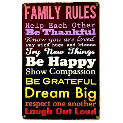 DiiliHiiri Póster de Placa decorativa com mensagem de amor familiar 30 x 20 cm Normas e regras da família Dito para uma vida feliz Cartaz de chapa Aforismos Letreiro () DiiliHiiri Póster de Placa decorativa com mensagem de amor familiar 30 x 20 cm Normas e regras da família Dito para uma vida feliz Cartaz de chapa Aforismos Letreiro ()