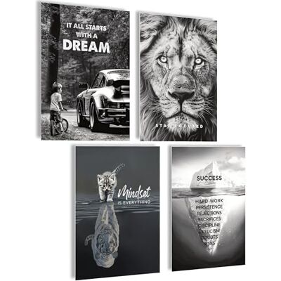mojoliving Pôster de motivação e imagens – Decoração Aesthetic Fitness Gym para escritório, casa de banho, cozinha – Growth Mindset preto branco mojoliving Pôster de motivação e imagens – Decoração Aesthetic Fitness Gym para escritório, casa de banho, cozinha – Growth Mindset preto branco