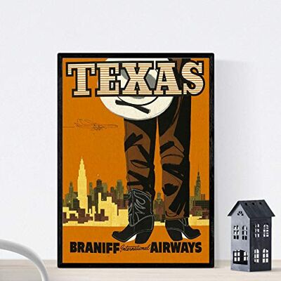 Nacnic Póster vintage. Cartaz vintage da América. Calças de ganga do Texas. Tamanho A3 Nacnic Póster vintage. Cartaz vintage da América. Calças de ganga do Texas. Tamanho A3