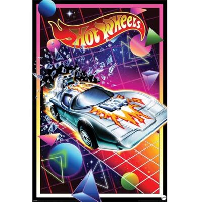 Pyramid Hot Wheels Póster retro estilo dos anos 80, carro de corrida futurista, 61 x 92 cm, multicolor Pyramid Hot Wheels Póster retro estilo dos anos 80, carro de corrida futurista, 61 x 92 cm, multicolor