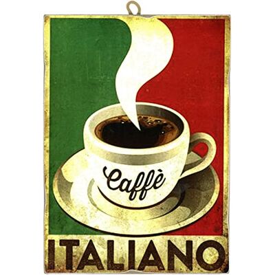 Kustom Quadro estilo vintage café italiano colecionável impresso em madeira 10 x 15 cm. Kustom Quadro estilo vintage café italiano colecionável impresso em madeira 10 x 15 cm.