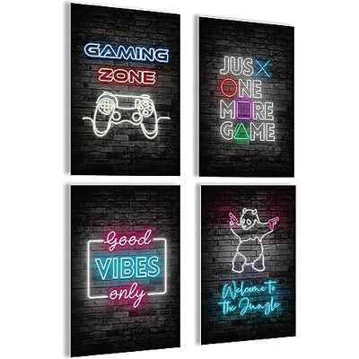 mojoliving Quadros decorativos para sala de jogos, póster de parede para quarto juvenil, letreiro com motivos de jogo, presentes geniais para jogadores, mural de néon mojoliving Quadros decorativos para sala de jogos, póster de parede para quarto juvenil, letreiro com motivos de jogo, presentes geniais para jogadores, mural de néon