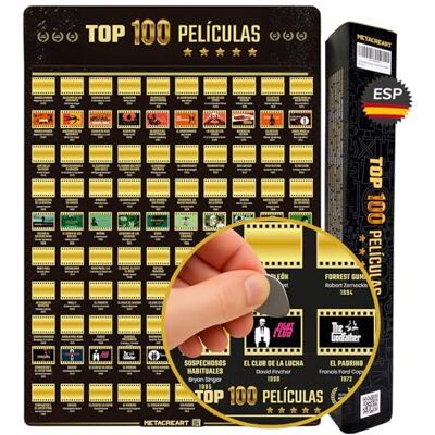 METACREART Póster interativo de 100 filmes para raspar presente original para cinéfilos decoração de parede para sala de cinema em casa, presentes amigo invisível METACREART Póster interativo de 100 filmes para raspar presente original para cinéfilos decoração de parede para sala de cinema em casa, presentes amigo invisível