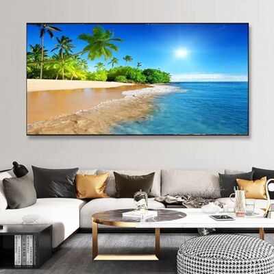 DAMAIART Large Wall Art Beach Sea Seascape Landscape Island View Canvas Painting Palm Tree Posters and Prints Home Decor Pictures 65 x 130 cm Frameless DAMAIART Large Wall Art Beach Sea Seascape Landscape Island View Canvas Painting Palm Tree Posters and Prints Home Decor Pictures 65 x 130 cm Frameless