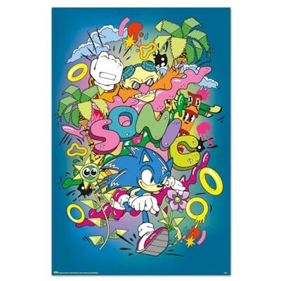 Grupo Erik Poster Sonic POP Folhas decorativas 61 x 91,5 cm a cores Pósteres de parede ideal decoração de quarto Grupo Erik Poster Sonic POP Folhas decorativas 61 x 91,5 cm a cores Pósteres de parede ideal decoração de quarto