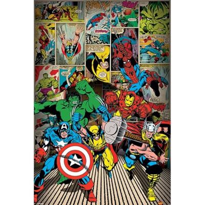 Marvel Pyramid International Comics (Here Come The Heroes) Póster (tamanho único, 61 x 91 cm) Marvel Pyramid International Comics (Here Come The Heroes) Póster (tamanho único, 61 x 91 cm)