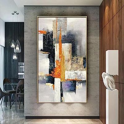 CHAOJIART Pintura a óleo grande, arte abstrata da parede, póster em tela, geometria POP moderna, quadro de parede, decoração vertical para entrada da sala de estar, 60 x 120 cm sem moldura CHAOJIART Pintura a óleo grande, arte abstrata da parede, póster em tela, geometria POP moderna, quadro de parede, decoração vertical para entrada da sala de estar, 60 x 120 cm sem moldura