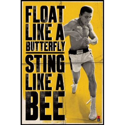 Poster Revolution Póster de Mohamed Ali, design com inscrição "Float Like a Butterfly, Sting Like a Bee" (61 x 91 cm) Poster Revolution Póster de Mohamed Ali, design com inscrição "Float Like a Butterfly, Sting Like a Bee" (61 x 91 cm)