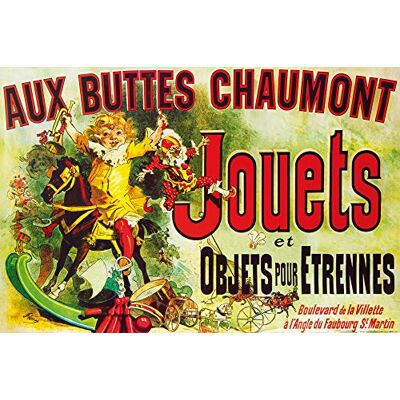 1art1 Vintage Póster XXL Aux Buttes Chaumont, Jouets Et Objets Pour Étrennes, Jules Cheret, 1885, cartaz 120 x 80 cm 1art1 Vintage Póster XXL Aux Buttes Chaumont, Jouets Et Objets Pour Étrennes, Jules Cheret, 1885, cartaz 120 x 80 cm