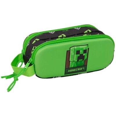 Safta Estojo escolar duplo 3D Minecraft, organizador escolar infantil e juvenil, com dois compartimentos separados e fecho de correr, alça lateral, medidas 21 x 6 x 8 cm, suporte para todos, 2 Safta Estojo escolar duplo 3D Minecraft, organizador escolar infantil e juvenil, com dois compartimentos separados e fecho de correr, alça lateral, medidas 21 x 6 x 8 cm, suporte para todos, 2