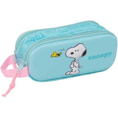 Safta Estojo escolar duplo 3D Snoopy, suporte escolar infantil com dois compartimentos separados e fecho de correr, alça lateral à mão, medidas 21 x 6 x 8 cm, estojo escolar 2 compartimentos, Estojo Safta Estojo escolar duplo 3D Snoopy, suporte escolar infantil com dois compartimentos separados e fecho de correr, alça lateral à mão, medidas 21 x 6 x 8 cm, estojo escolar 2 compartimentos, Estojo