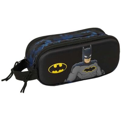 Safta Estojo escolar duplo 3D, Batman, suporte escolar infantil com dois compartimentos separados, fecho de correr duplo, alça lateral à mão, medidas 21 x 6 x 8 cm, estojo escolar 2 compartimentos Safta Estojo escolar duplo 3D, Batman, suporte escolar infantil com dois compartimentos separados, fecho de correr duplo, alça lateral à mão, medidas 21 x 6 x 8 cm, estojo escolar 2 compartimentos