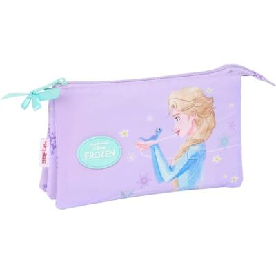 Safta Estojo escolar duplo 3D Disney Frozen, organizador escolar infantil com dois compartimentos separados e fecho de correr, alça lateral manual, medidas 21 x 6 x 8 cm Safta Estojo escolar duplo 3D Disney Frozen, organizador escolar infantil com dois compartimentos separados e fecho de correr, alça lateral manual, medidas 21 x 6 x 8 cm
