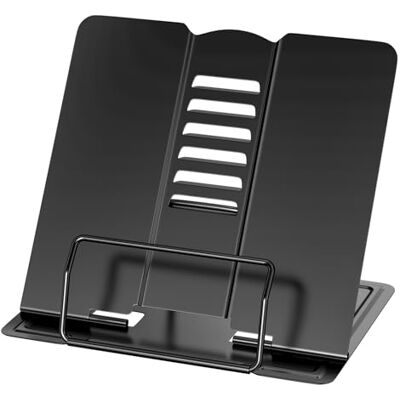 Newpop Atril preto para livros, suporte para livros de leitura, suporte para partituras e partituras para estudar, suporte para leitura na cama, ajustável para aprender leitura, metal Newpop Atril preto para livros, suporte para livros de leitura, suporte para partituras e partituras para estudar, suporte para leitura na cama, ajustável para aprender leitura, metal