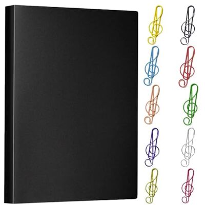 inkihuit Pasta coral A4, 40 páginas, impermeável, pasta de música, com 10 clipes de papel, pasta para músicos, pasta de registos, pasta de dupla face para arquivos, papel, arquivos inkihuit Pasta coral A4, 40 páginas, impermeável, pasta de música, com 10 clipes de papel, pasta para músicos, pasta de registos, pasta de dupla face para arquivos, papel, arquivos
