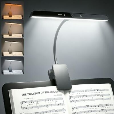 BrightArk Candeeiro de atril recarregável, candeeiro clip LED para 4 temperaturas de cor x 3 níveis de brilho regulável, candeeiro profissional para atril para partituras leitura de orquídea BrightArk Candeeiro de atril recarregável, candeeiro clip LED para 4 temperaturas de cor x 3 níveis de brilho regulável, candeeiro profissional para atril para partituras leitura de orquídea