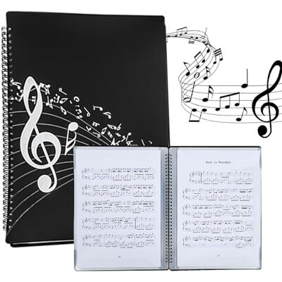 Vegena Pasta A4 de plástico para partituras com 40 páginas, resistente à água, suporte de música Vegena Pasta A4 de plástico para partituras com 40 páginas, resistente à água, suporte de música