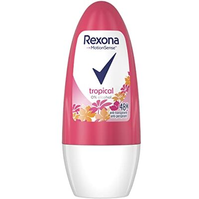 Rexona Tropical Roll On antitranspirante para mulher, proteção 48 horas 50 ml Rexona Tropical Roll On antitranspirante para mulher, proteção 48 horas 50 ml