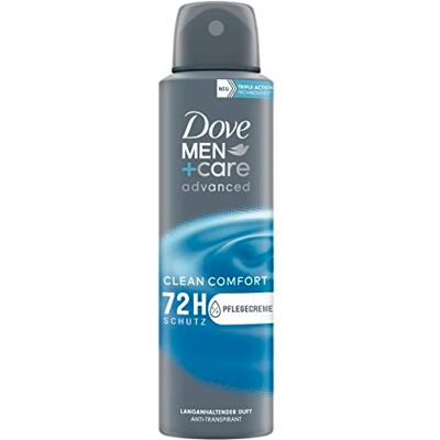 Dove Men+Care Advanced Anti-Transpirant Clean Comfort protege 72 horas contra odor corporal e suor, 150 ml, 6 unidades Dove Men+Care Advanced Anti-Transpirant Clean Comfort protege 72 horas contra odor corporal e suor, 150 ml, 6 unidades