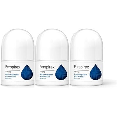 PERSPIREX ® Strong Desodorante anti-respirante axilas Roll On com alta eficiência e eficácia anti-suor até 5 dias, para pessoas que sofrem de transpiração grave, 20 ml x 3 embalagens PERSPIREX ® Strong Desodorante anti-respirante axilas Roll On com alta eficiência e eficácia anti-suor até 5 dias, para pessoas que sofrem de transpiração grave, 20 ml x 3 embalagens