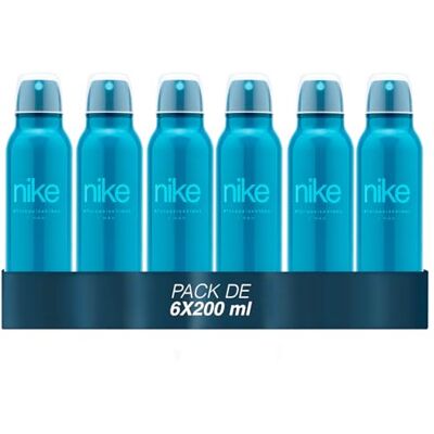 Nike Turquoise Vibes Pack de 6 x 200 ml, desodorizante para homem em spray, desodorizante antimanchas para todos os tipos de pele, 0% sais de alumínio, de longa duração, fragrância cítrica frutada Nike Turquoise Vibes Pack de 6 x 200 ml, desodorizante para homem em spray, desodorizante antimanchas para todos os tipos de pele, 0% sais de alumínio, de longa duração, fragrância cítrica frutada