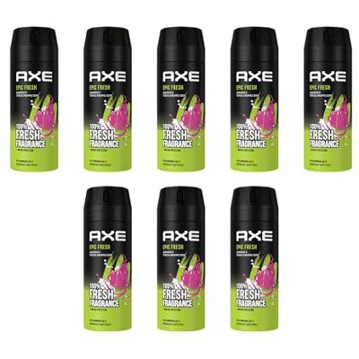AXE Spray corporal Epic Fresh 8 x 150 ml, desodorizante para homem sem alumínio, desodorizante em spray para homens e homens AXE Spray corporal Epic Fresh 8 x 150 ml, desodorizante para homem sem alumínio, desodorizante em spray para homens e homens