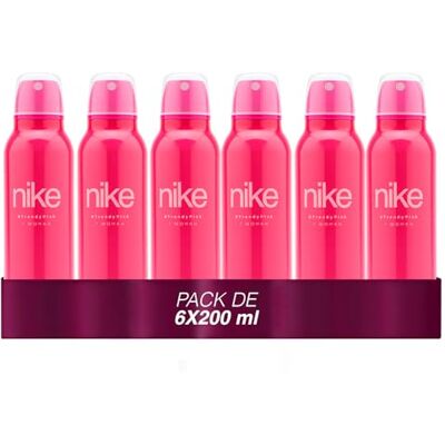 Nike Trendy Pink Pack de 6 x 200 ml, desodorizante para mulher em spray, desodorizante antimanchas, para todos os tipos de pele, 0% sais de alumínio, de longa duração, fragrância floral Nike Trendy Pink Pack de 6 x 200 ml, desodorizante para mulher em spray, desodorizante antimanchas, para todos os tipos de pele, 0% sais de alumínio, de longa duração, fragrância floral