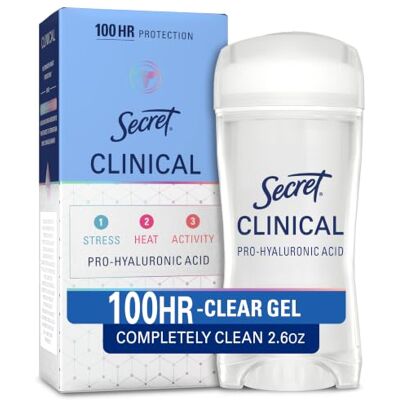 Secret Clinical Strength desodorizante e antiderrapante para mulher, gel transparente, completamente limpo, 6,6 oz Secret Clinical Strength desodorizante e antiderrapante para mulher, gel transparente, completamente limpo, 6,6 oz