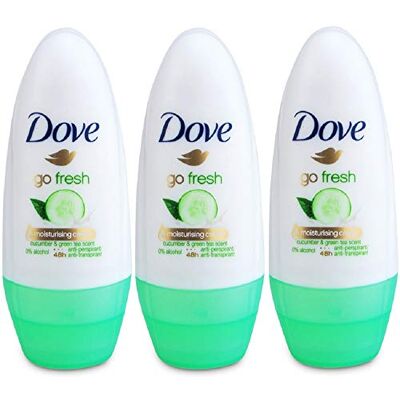 Dove Go Fresh Cucumber & Green Tea Scent Anti-perspirant Deodorant Roll-on 50 ml (1,7 Fluid Ounce). (Pacote de 3) by Dove Go Fresh Cucumber & Green Tea Scent Anti-perspirant Deodorant Roll-on 50 ml (1,7 Fluid Ounce). (Pacote de 3) by